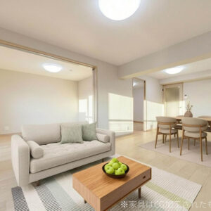 【LDK】約12.6帖 ※室内写真にCG合成で家具を配置した画像です。家具付きでの販売ではありません。